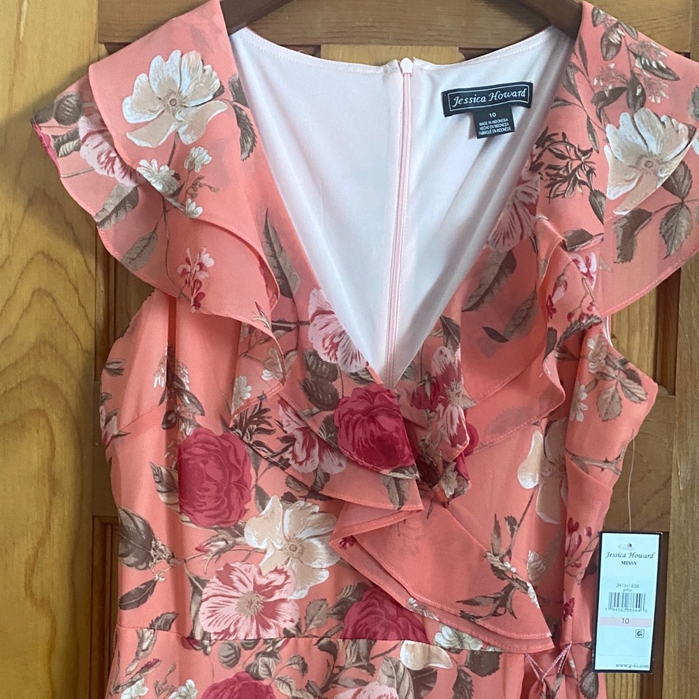 NWT Jessica Howard Floral Pink Wrap Dress Size 10 - Picture 2 of 9